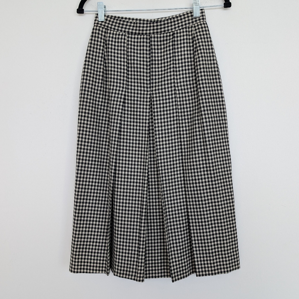 Vintage Gingham Pleated Augustus Checkered A-Line Midi Skirt Kilt Sz 6/XS